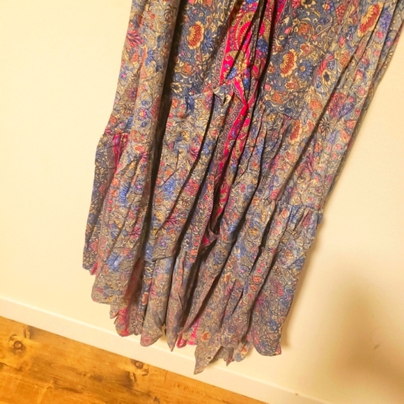 Karma Highway Flowy Silky Tier Hi-Lo Dress Lt.Blue/Rose OS-NWT - Picture 4 of 10